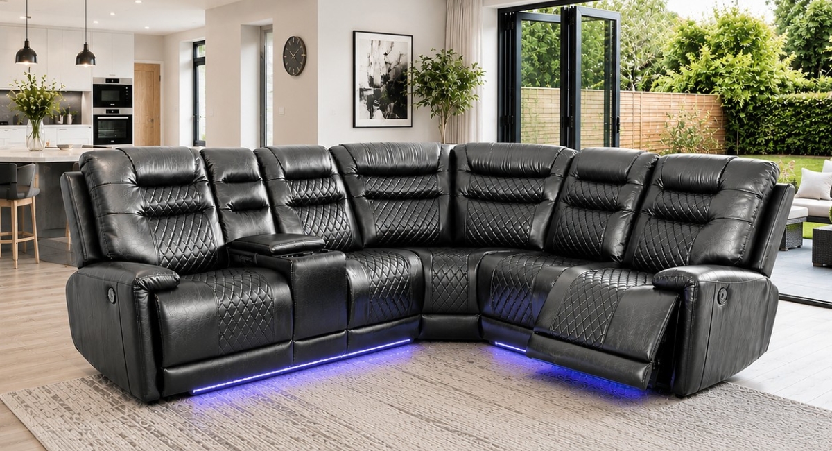 Arwen Black Leather Corner Power Recliner Arwen Black Leather Corner Power Recliner